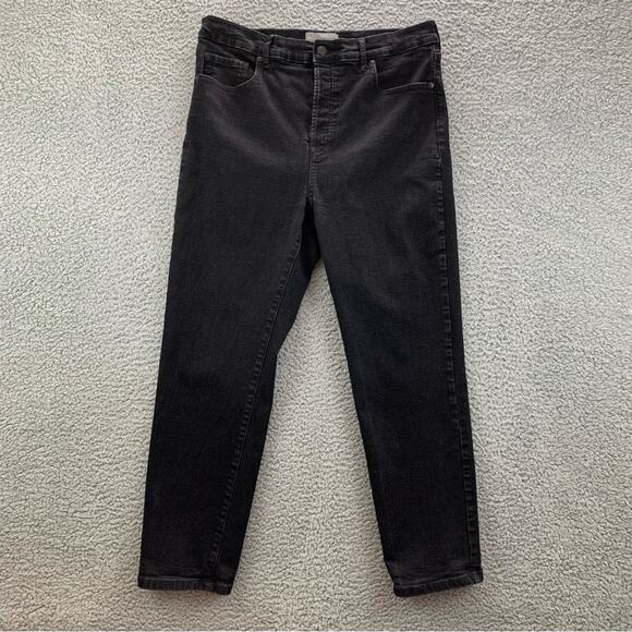 EVERLANE High Rise Cigarette Button Fly Black Women's Jeans Denim  -  Size:  33 - Picture 1 of 15